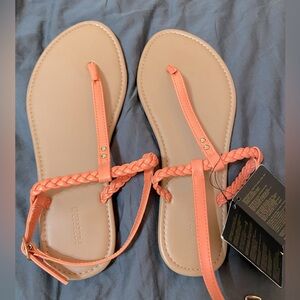 Forever 21 Coral strappy sandals with ankle buckle